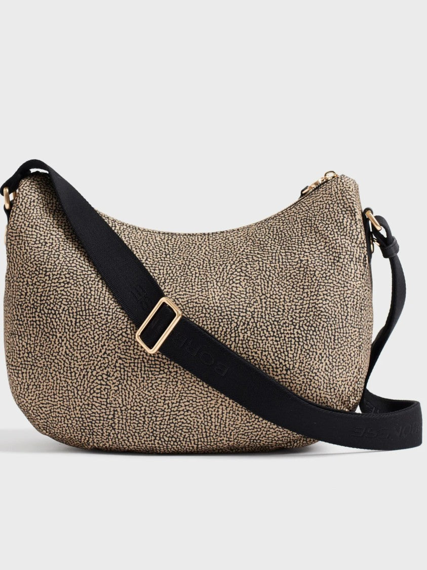 Borbonese Luna Middle Medium Textured Leather Shoulder Bag