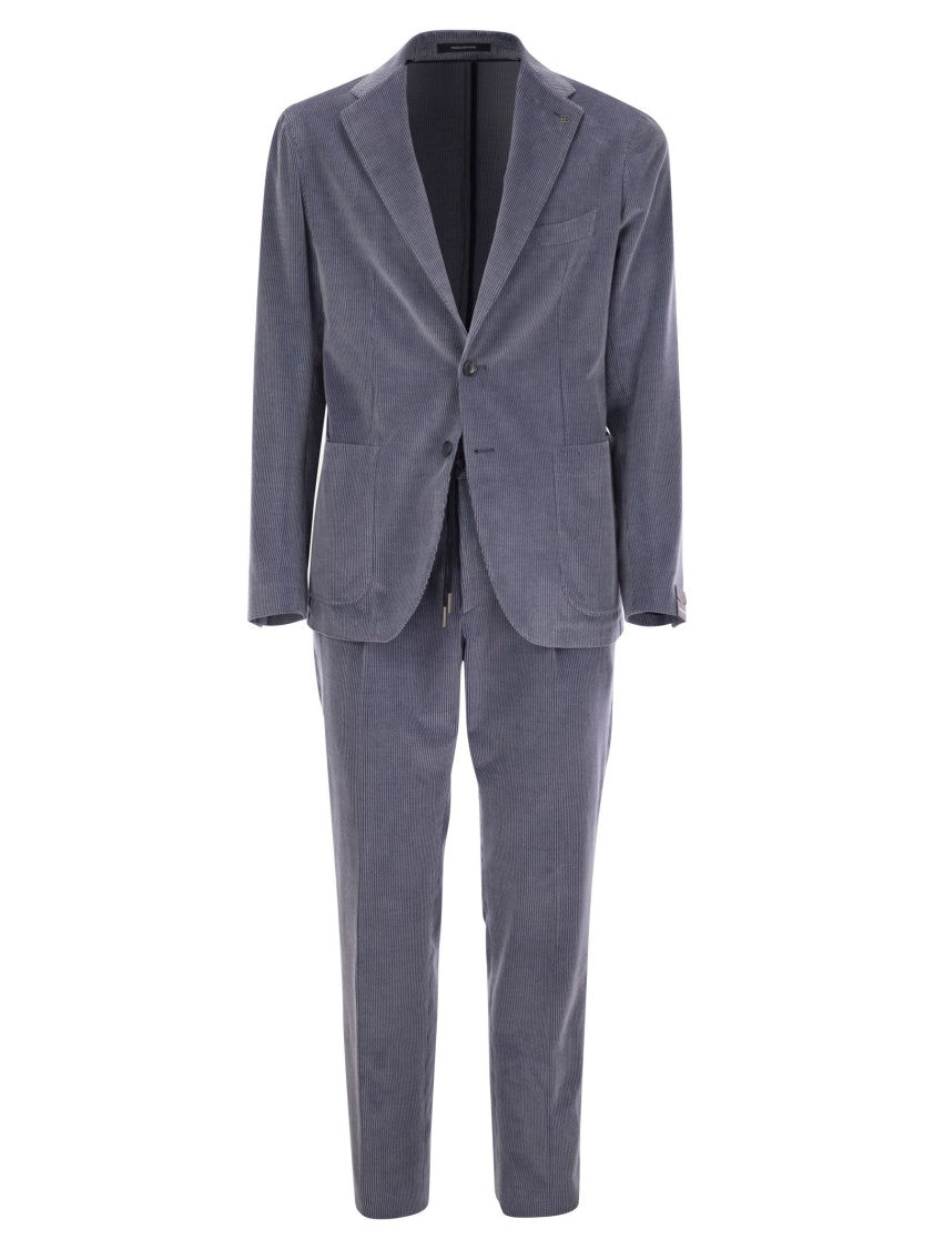 Tagliatore Ribbed Cotton And Cashmere Suit