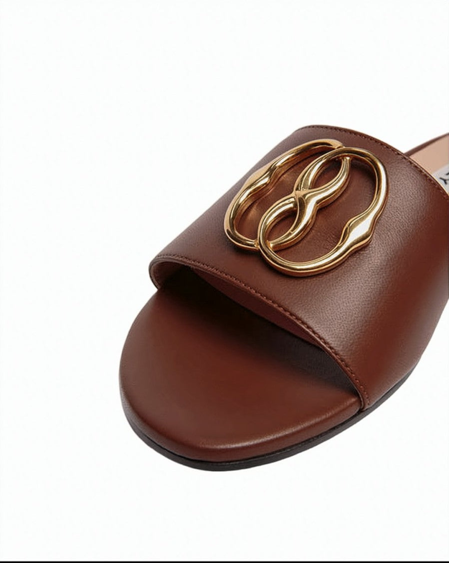 Bally Open-Toe Sheepskin Mules With Gold-Tone Emblem