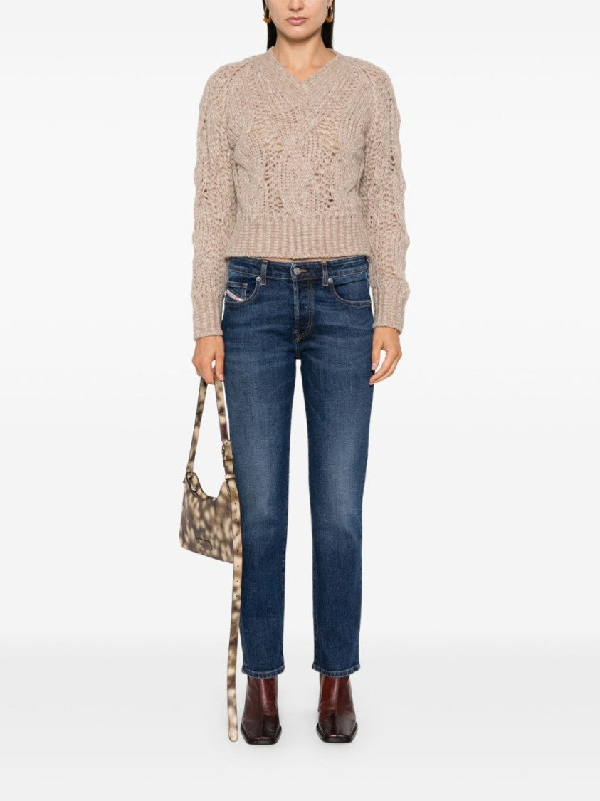 Diesel Indigo Blue Straight Leg Washed Jeans