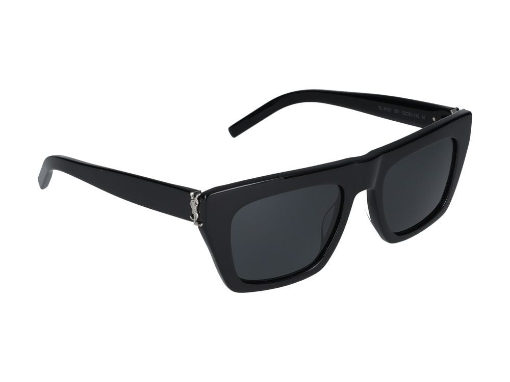 Saint Laurent Black Glossy Acetate Oversized Square Sunglasses