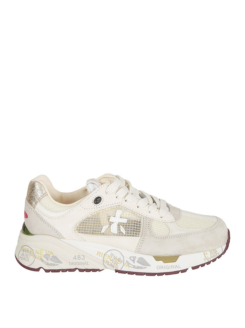 Premiata Front Lace-Up Sneakers With Padded Ankle And Graphic Sole