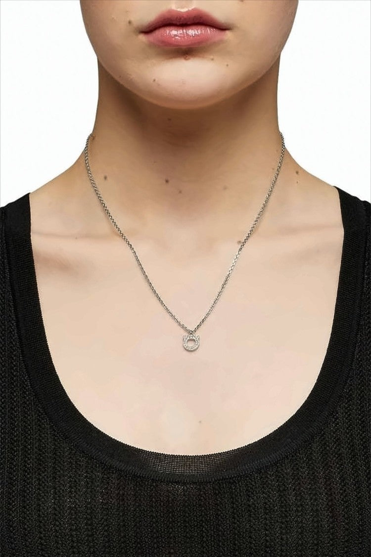 Salvatore Ferragamo Delicate Silver Necklace With Rounded Pendant