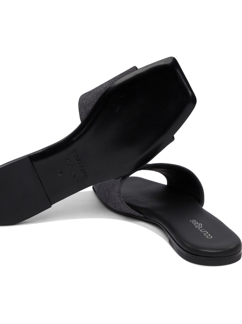 Courrèges Minimalist Grey Leather And Cotton Sandals