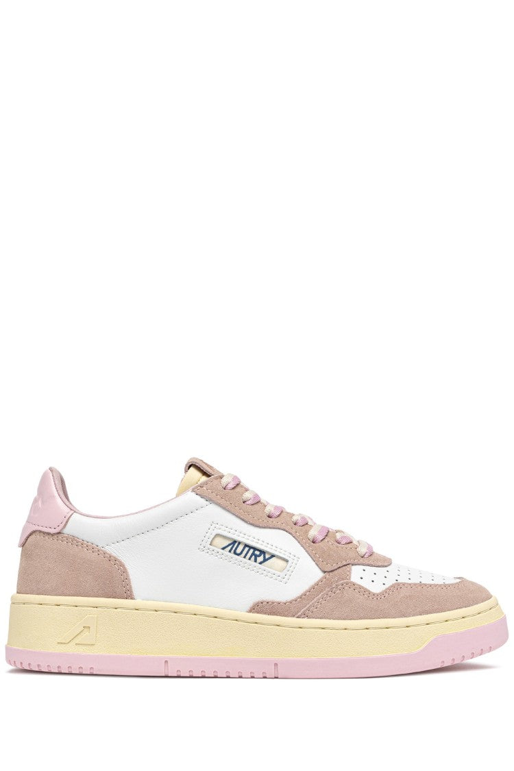Autry White Pink Medalist Suede Sneakers