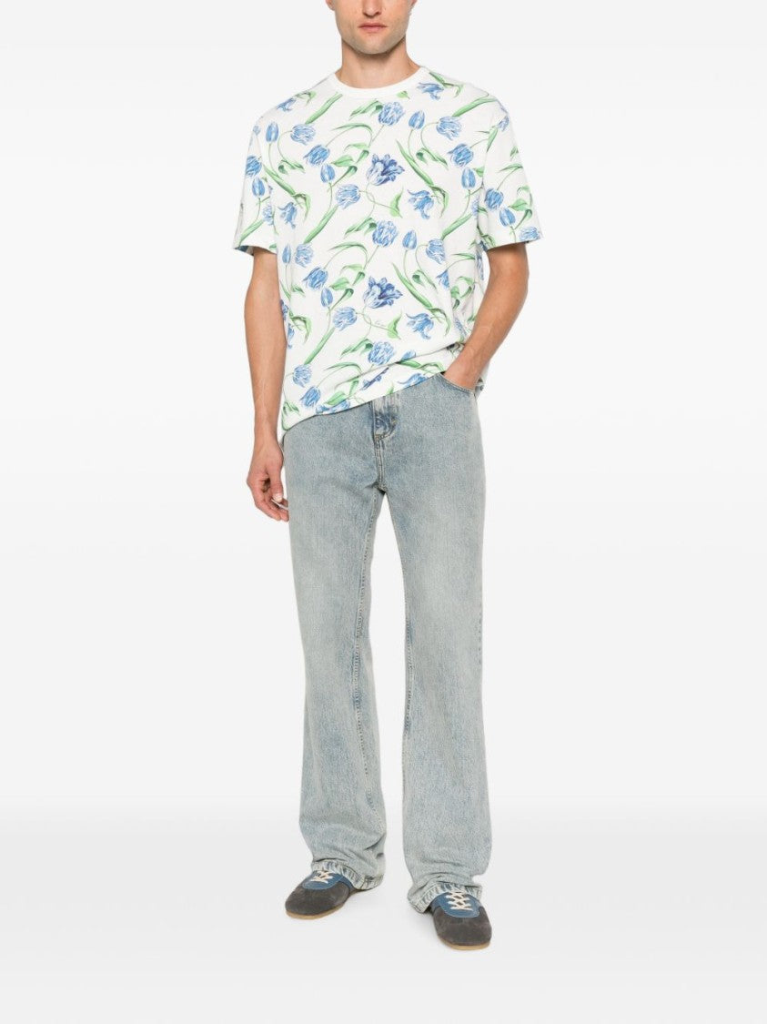 Kenzo Floral Print Crew Neck T-Shirt With Relaxed Fit