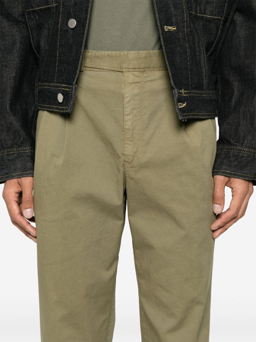 Pt Torino Tailored Green Trousers With Rolled Cuffs