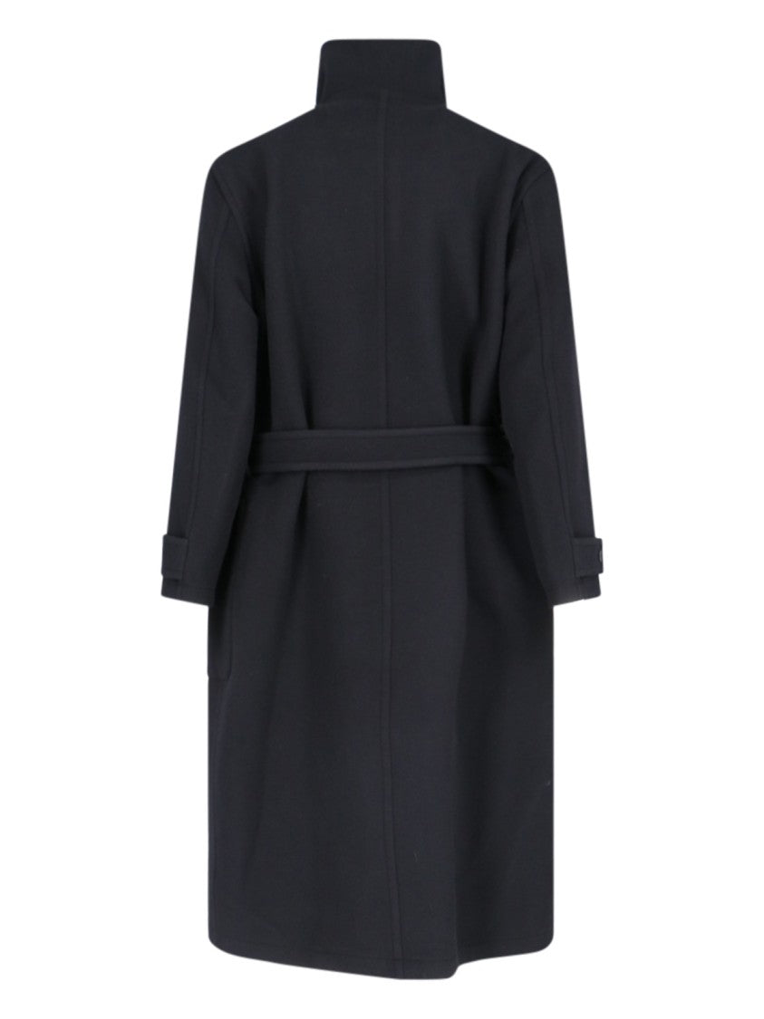 Lemaire Double-Breasted Wrap Coat With High Collar And Adjustable Cuffs