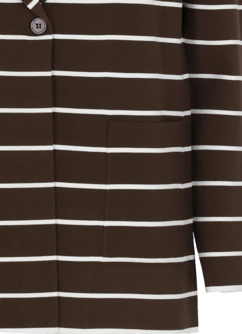 Kangra Brown Viscose Striped Pinstripe Blazer