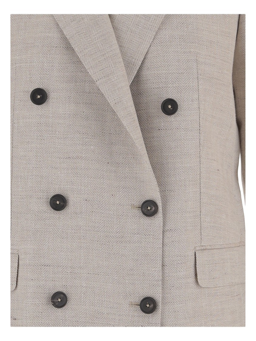 Tagliatore Double-Breasted Jacket In Linen Blend