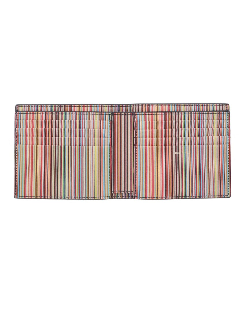 Paul Smith Black Signature Stripe Leather Bi-Fold Wallet