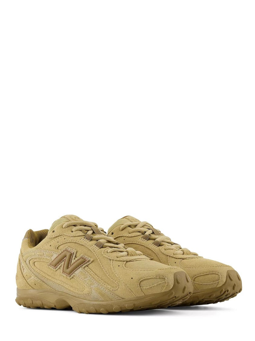 New Balance Monochromatic Tan Suede Sneakers With Textured Sole