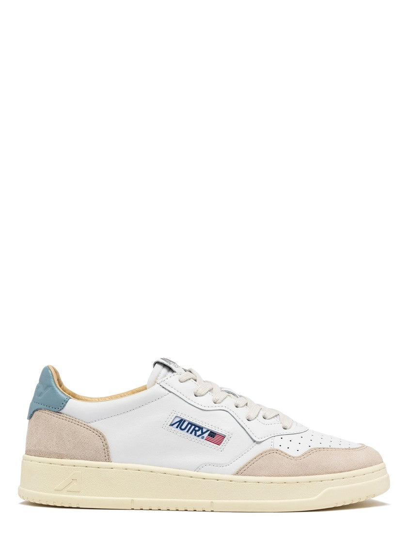 Autry White Medalist Low Leather And Suede Sneakers