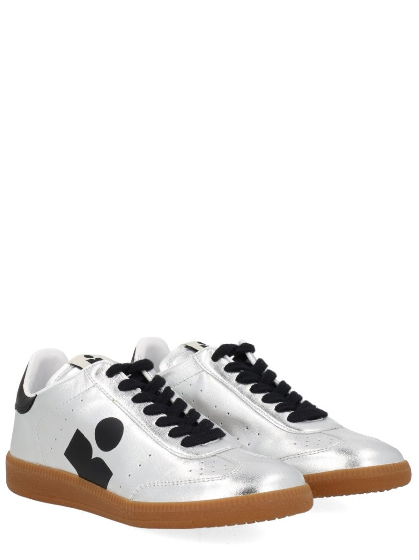 Isabel Marant Silver Kaycee Metallic Sheepskin Leather Sneakers