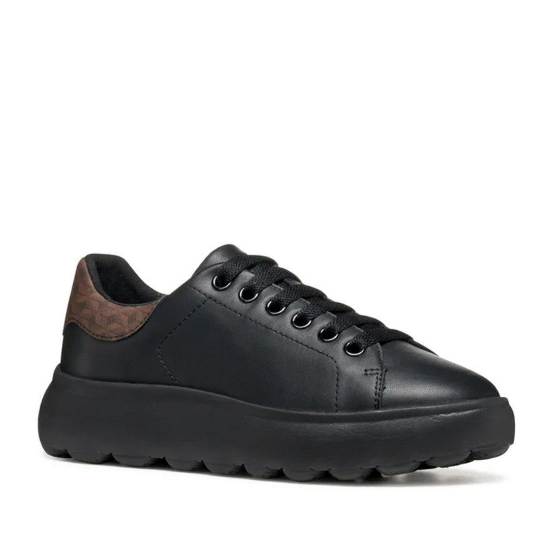 Geox Spherica Leisure Black Leather Sneakers