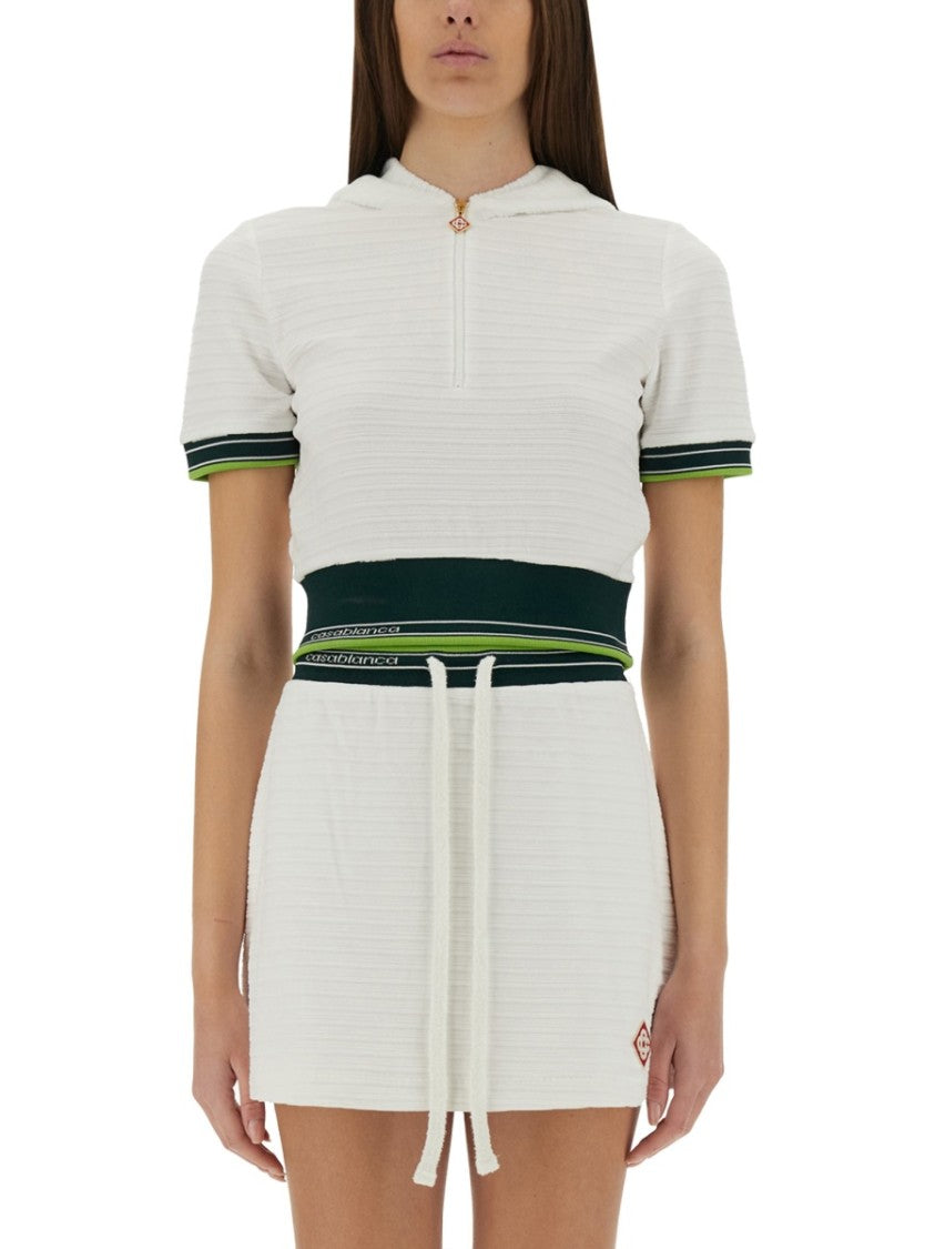 Casablanca Cropped Tennis Shirt With Zip-Up Front