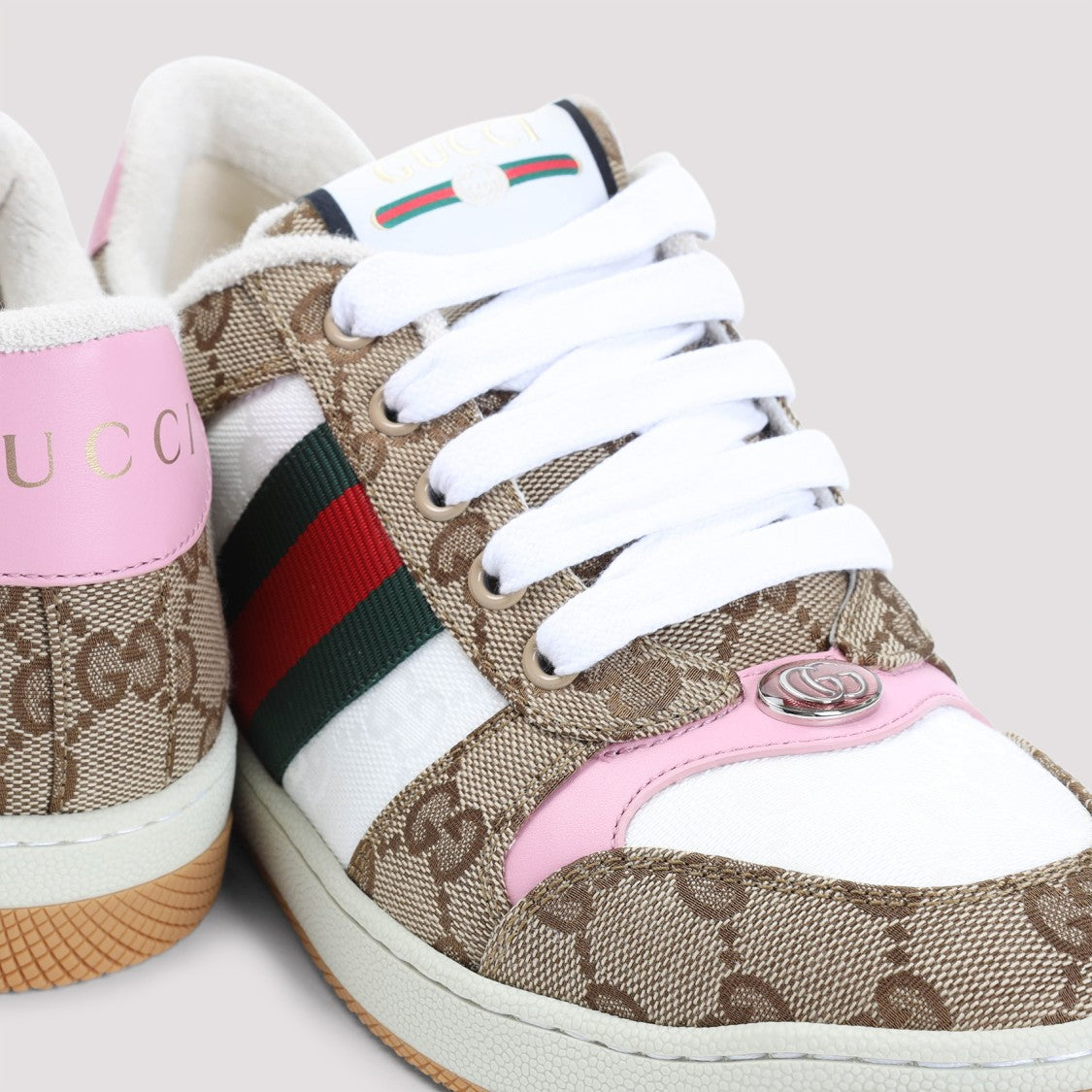Gucci Beige Ebony Textile Screener Sneakers