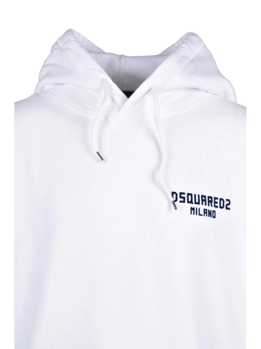 Dsquared2 White Hooded Clean Design Cotton Sweatshirt