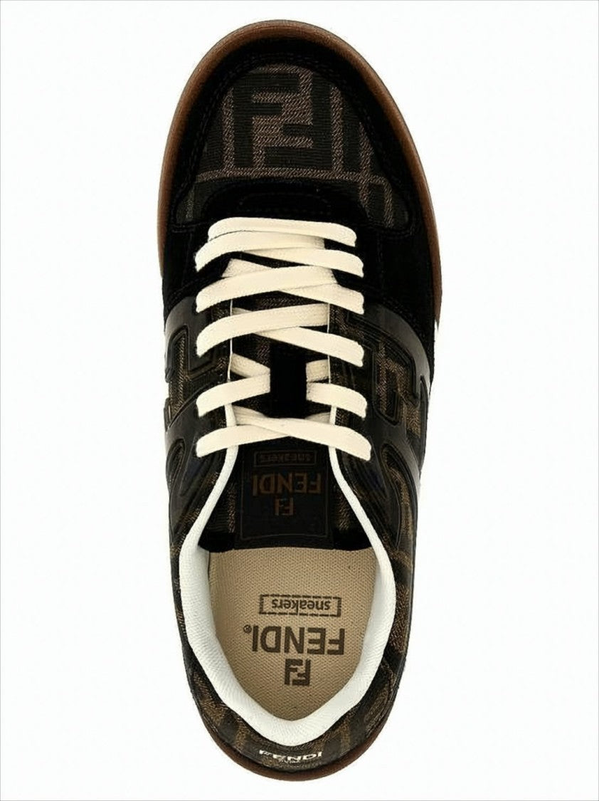 Fendi Monogram Pattern Low-Top Sneakers With Calf Leather