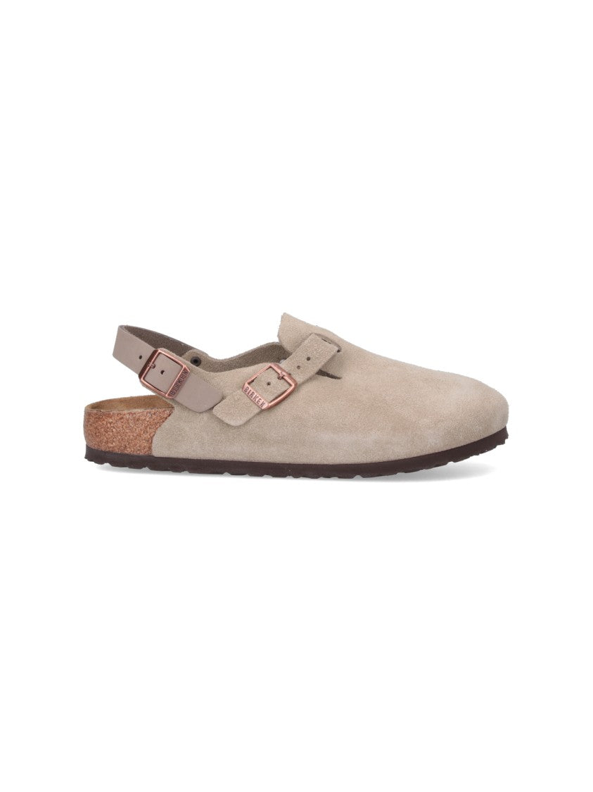 Birkenstock "Tokio" Mules – Taupe Suede