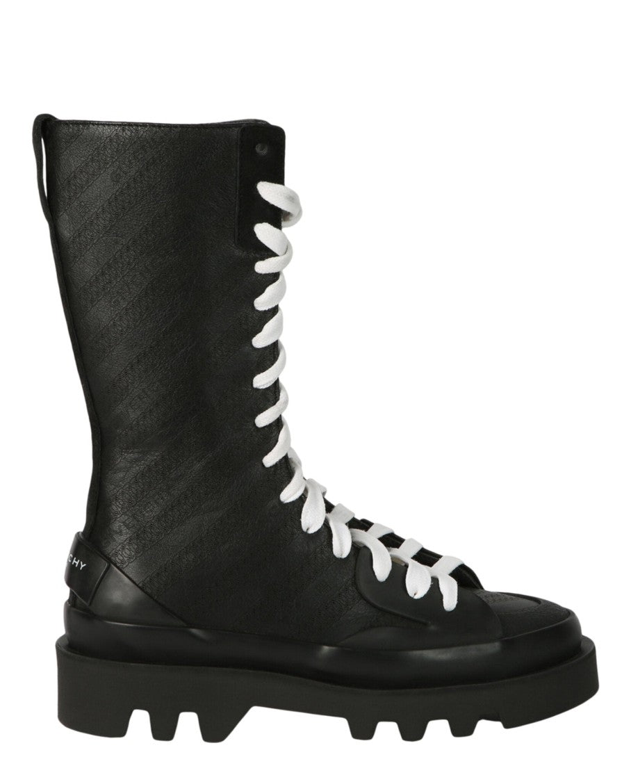 Givenchy Clapham Calfskin Leather Mid-Calf Combat Boots
