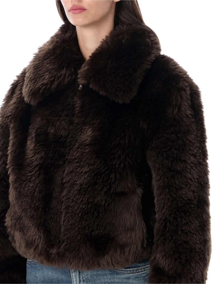 Stand Studio Aya Cropped Plush Faux Fur Jacket