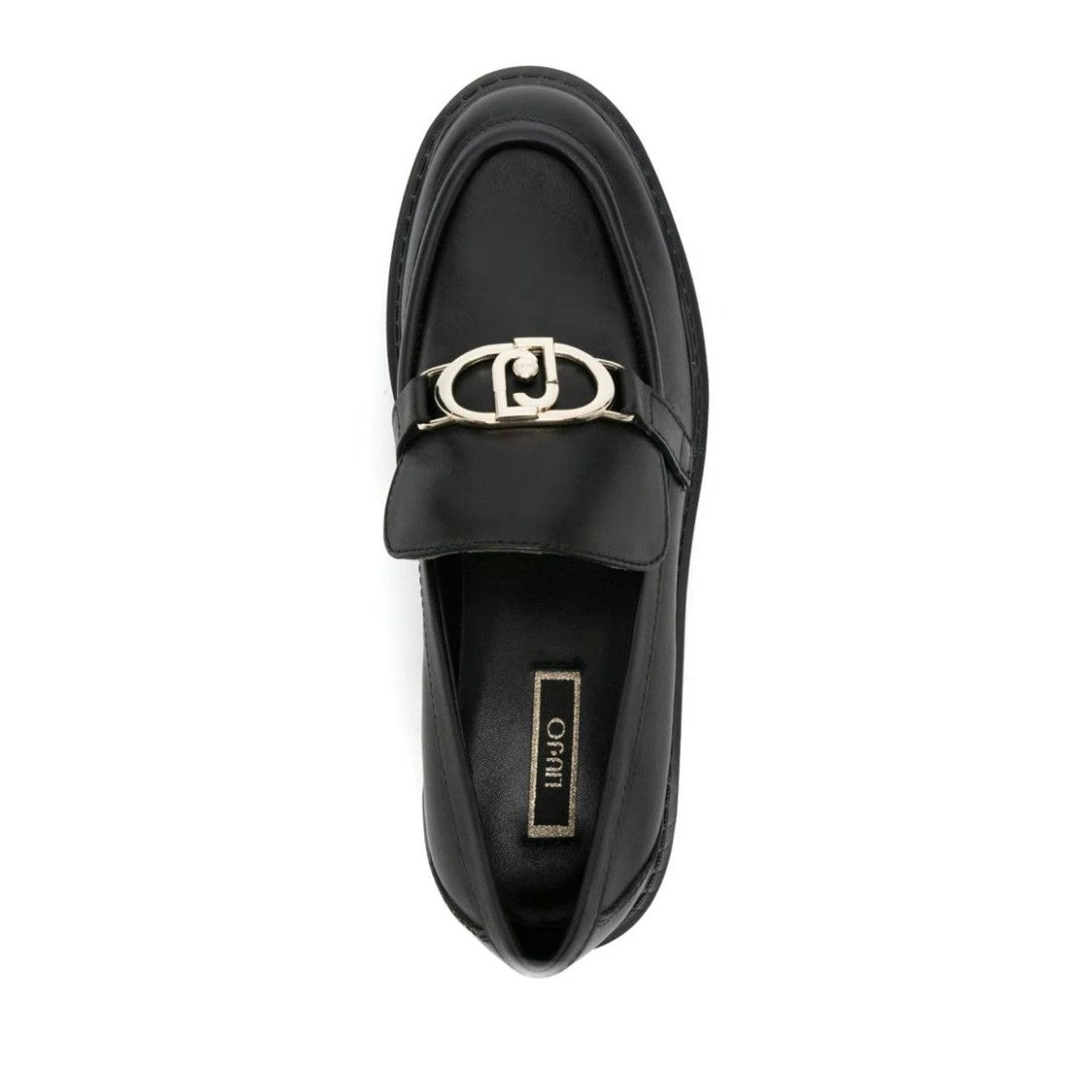 Liu Jo Black Cora 01 Decorative Buckle Chunky Sole Leather Loafers