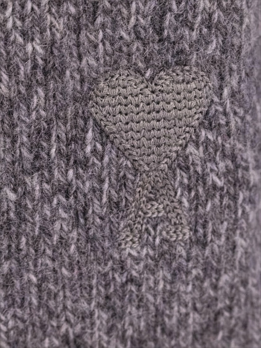 Ami Paris Textured Knit Cashmere-Wool Sweater With Heart Detail