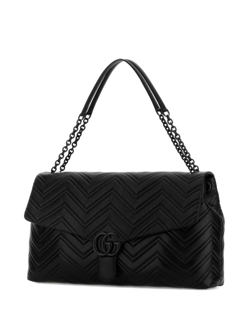 Gucci Quilted Black Handbag With Chain-Link Strap And Logo Detail