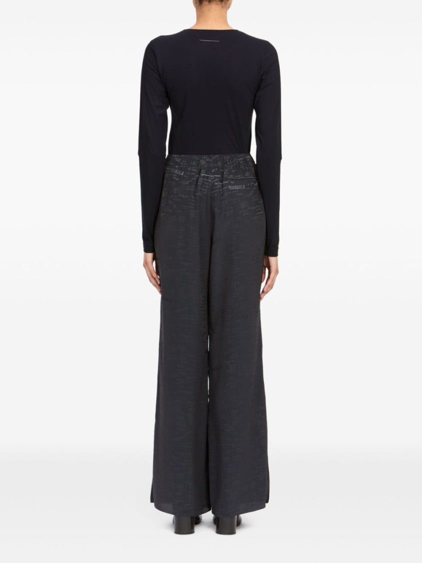 Mm6 By Maison Margiela Wide-Leg Grey Trousers With Textured Finish
