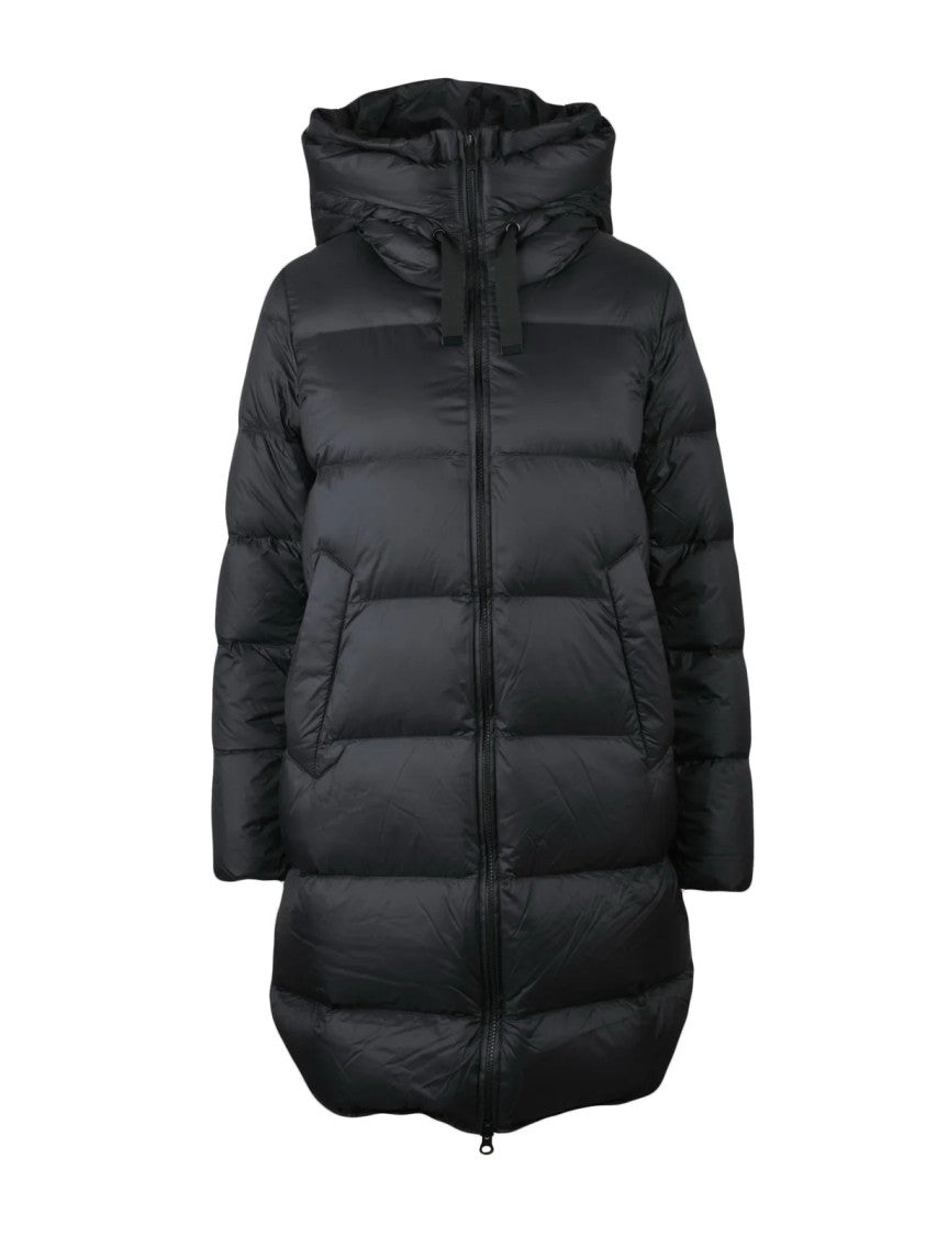 Bomboogie Black Flared High-Collar Nylon Short Down Jacket