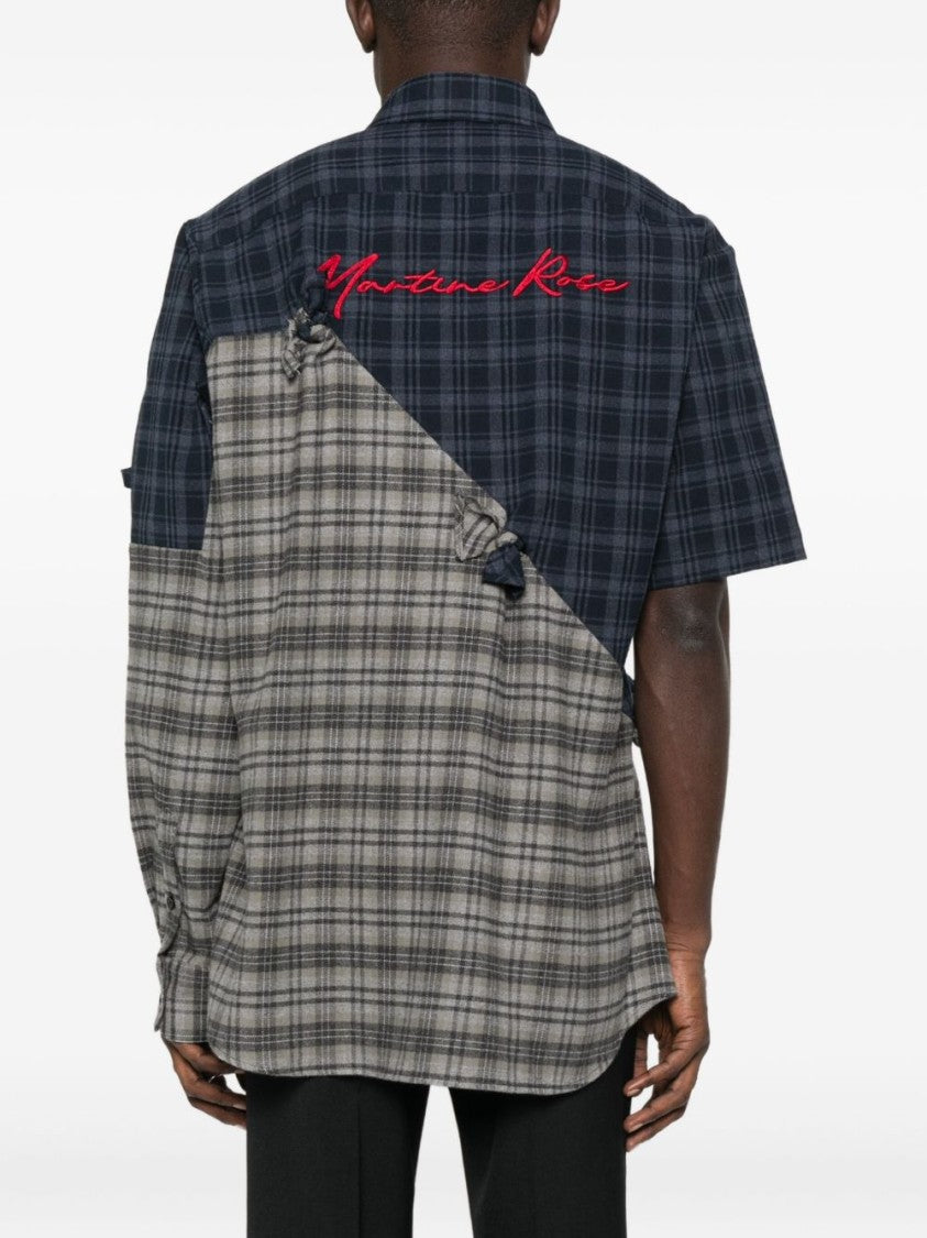 Martine Rose Collage Effect Asymmetrical Shirt With Embroidered Logo