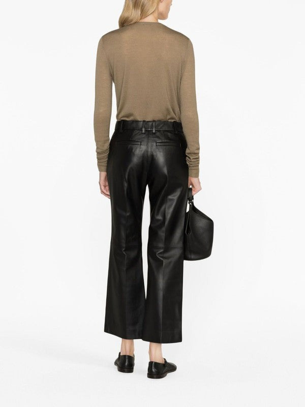 Joseph Talia Leather Cropped Trousers