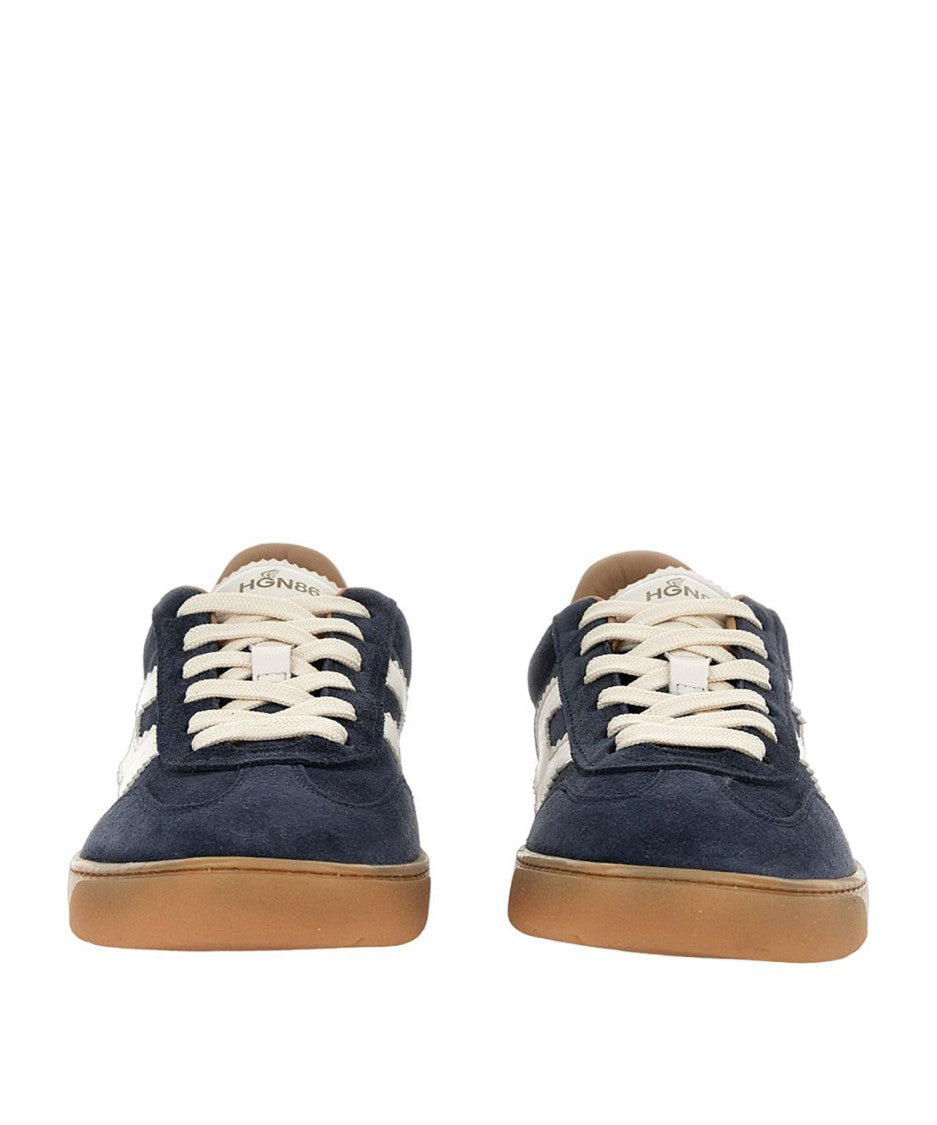 Hogan Navy Suede Sneakers With Contrasting Logo