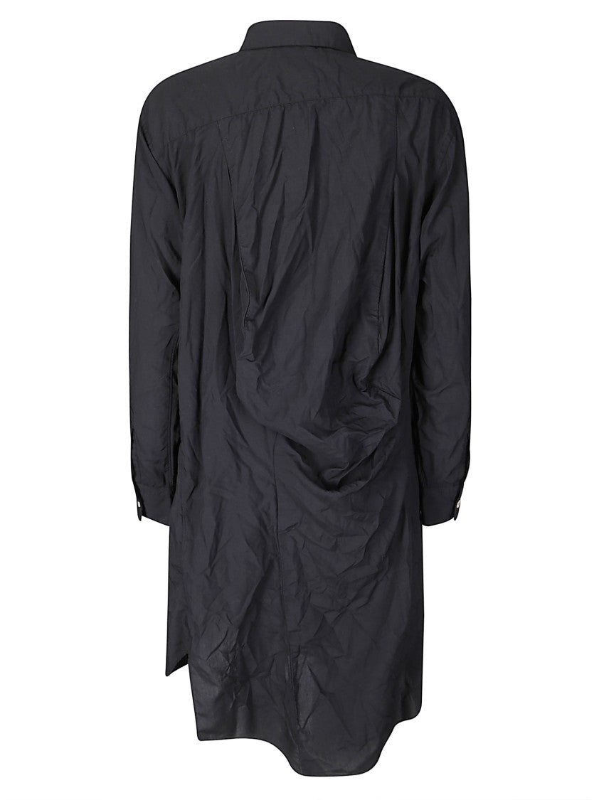 Comme Des Garçons Asymmetrical Black Long Shirt With Fluid Draping