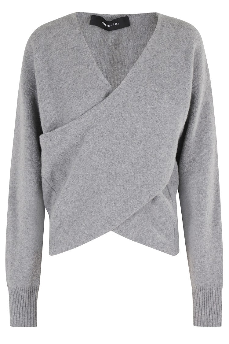 Federica Tosi Gray Sweater With Deep Neckline