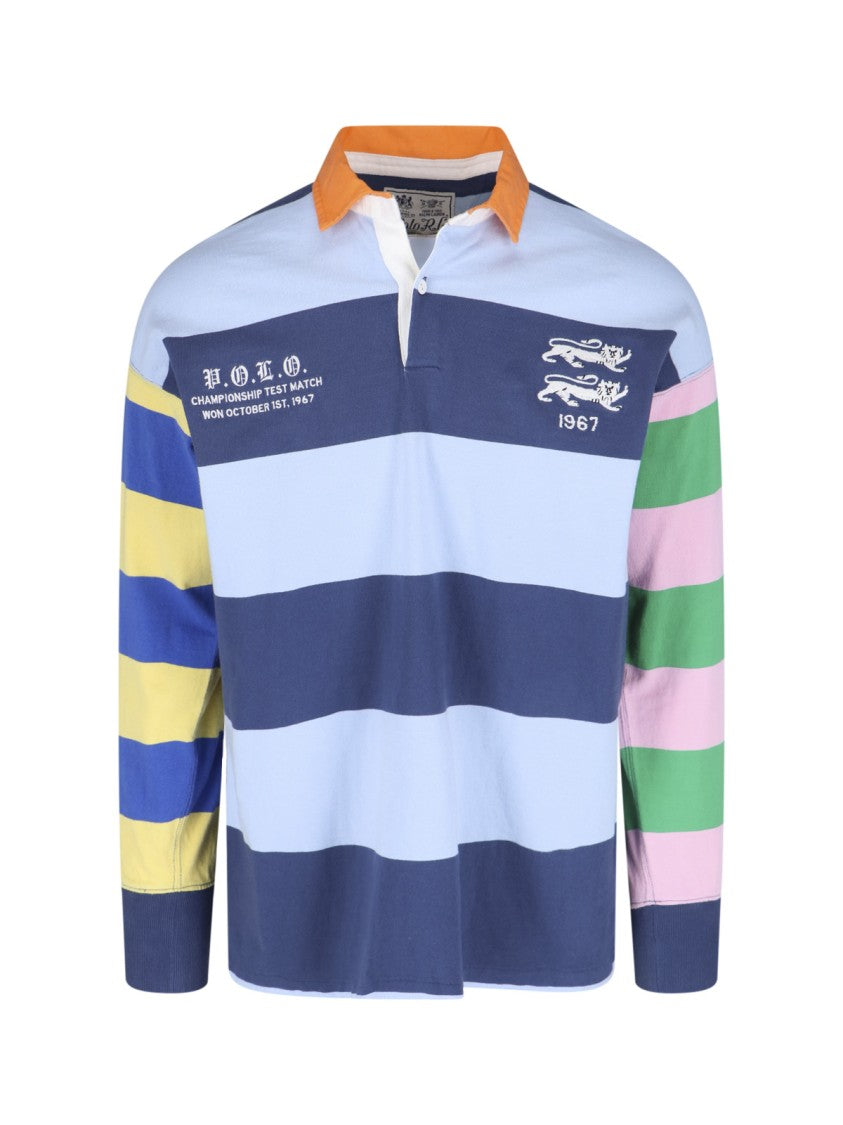 Polo Ralph Lauren "Stripe Rugby" Polo Shirt – Blue