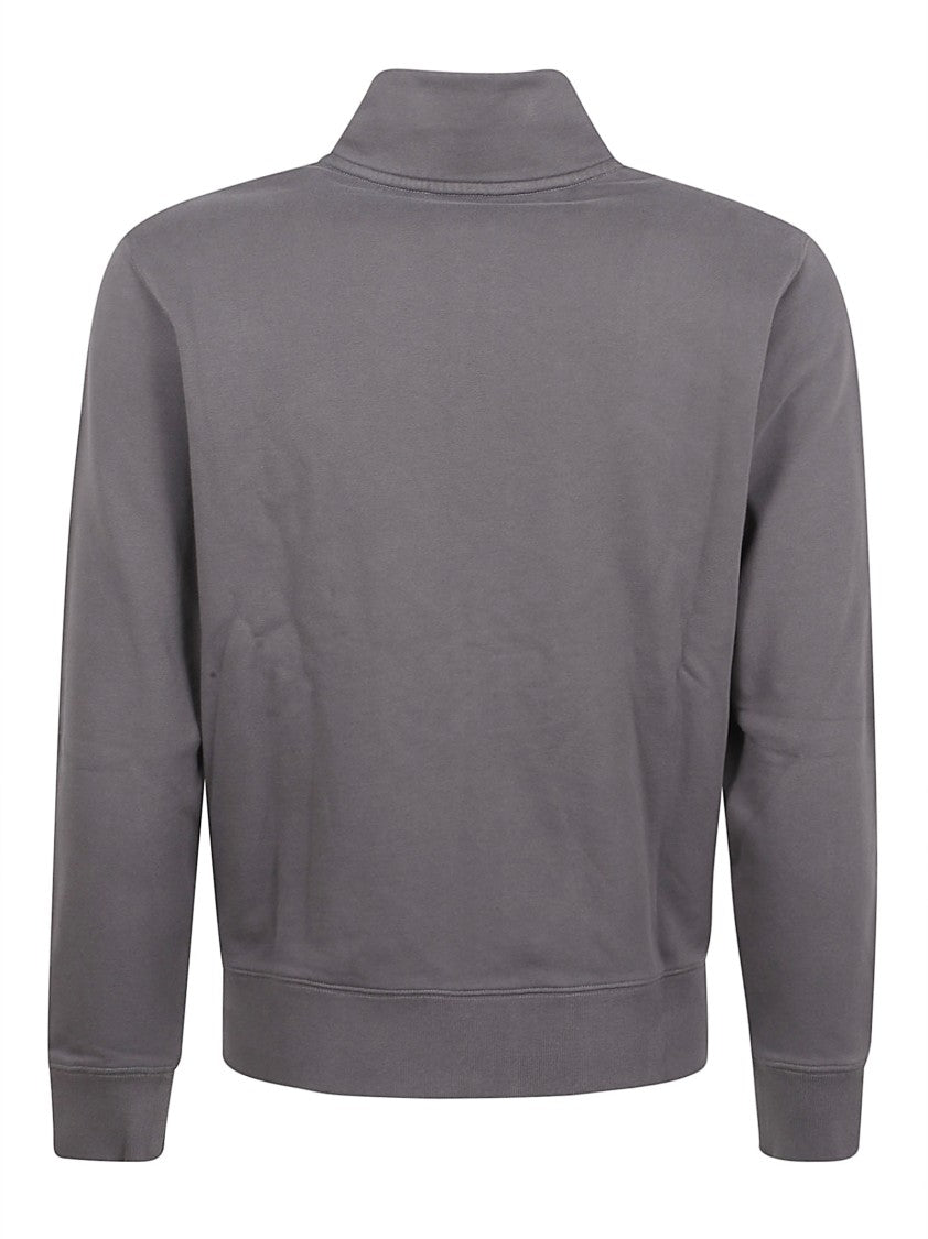 Maison Kitsuné Grey Zip-Through Sweater With Embroidered Detail