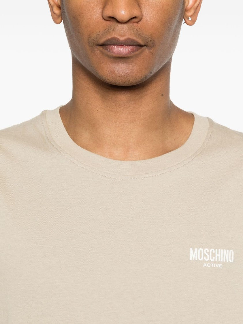 Moschino Beige Logo Lettering T-Shirt