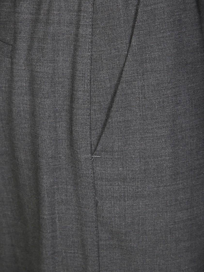 Parosh Drawstring Waist Grey Wool Blend Trousers