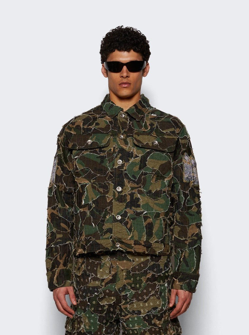 Who Decides War Camo Trucker Jacket - Olive