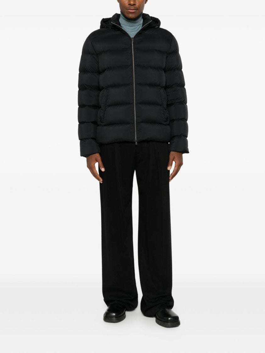Herno Black Puffer Hooded Matte Finish Jacket