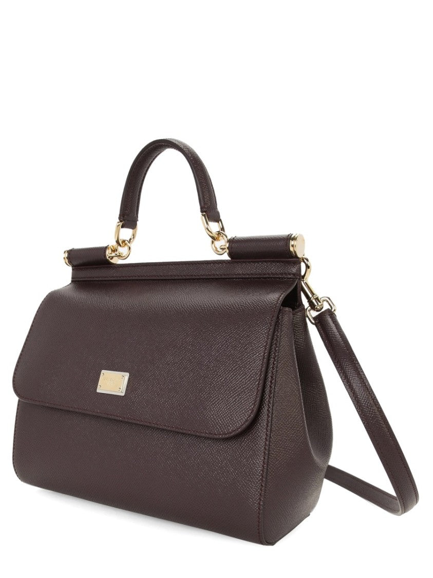 Dolce & Gabbana Structured Large Handbag With Textured Leather And Detachable Strap