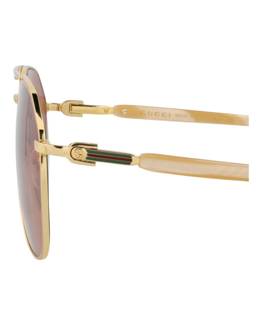 Gucci Aviator-Frame Metal Sunglasses