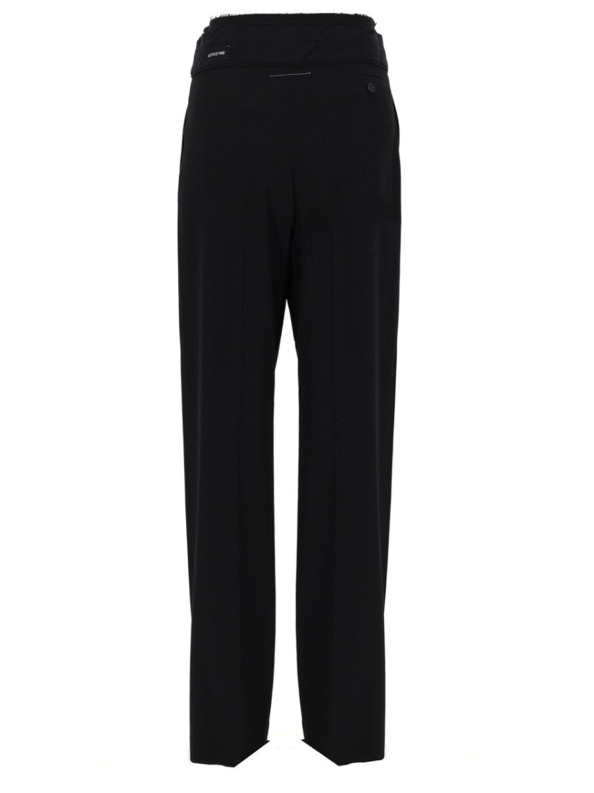 Mm6 By Maison Margiela Neutrals Cross-Over Waistband Straight-Leg Pants