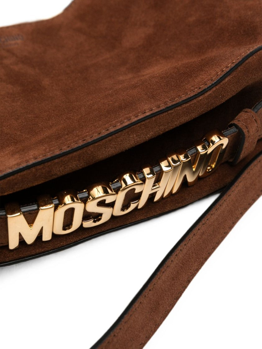 Moschino Curved Suede Handbag - Brown