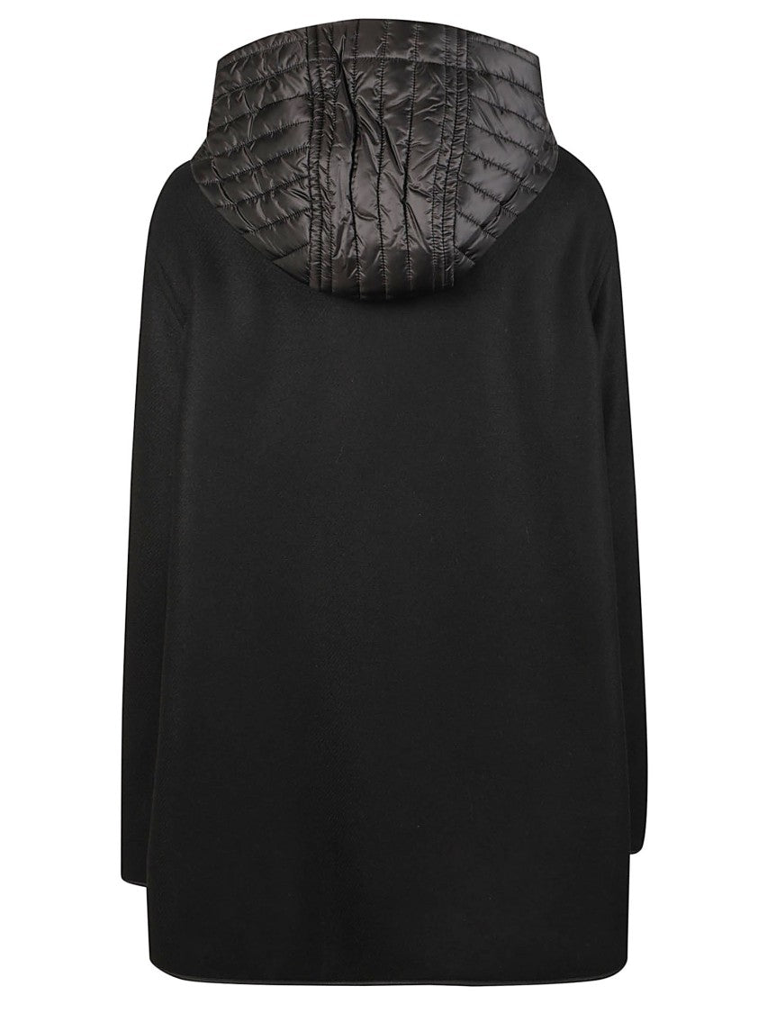 Fay Hooded Black Quilted Virgin Wool-Blend Coat