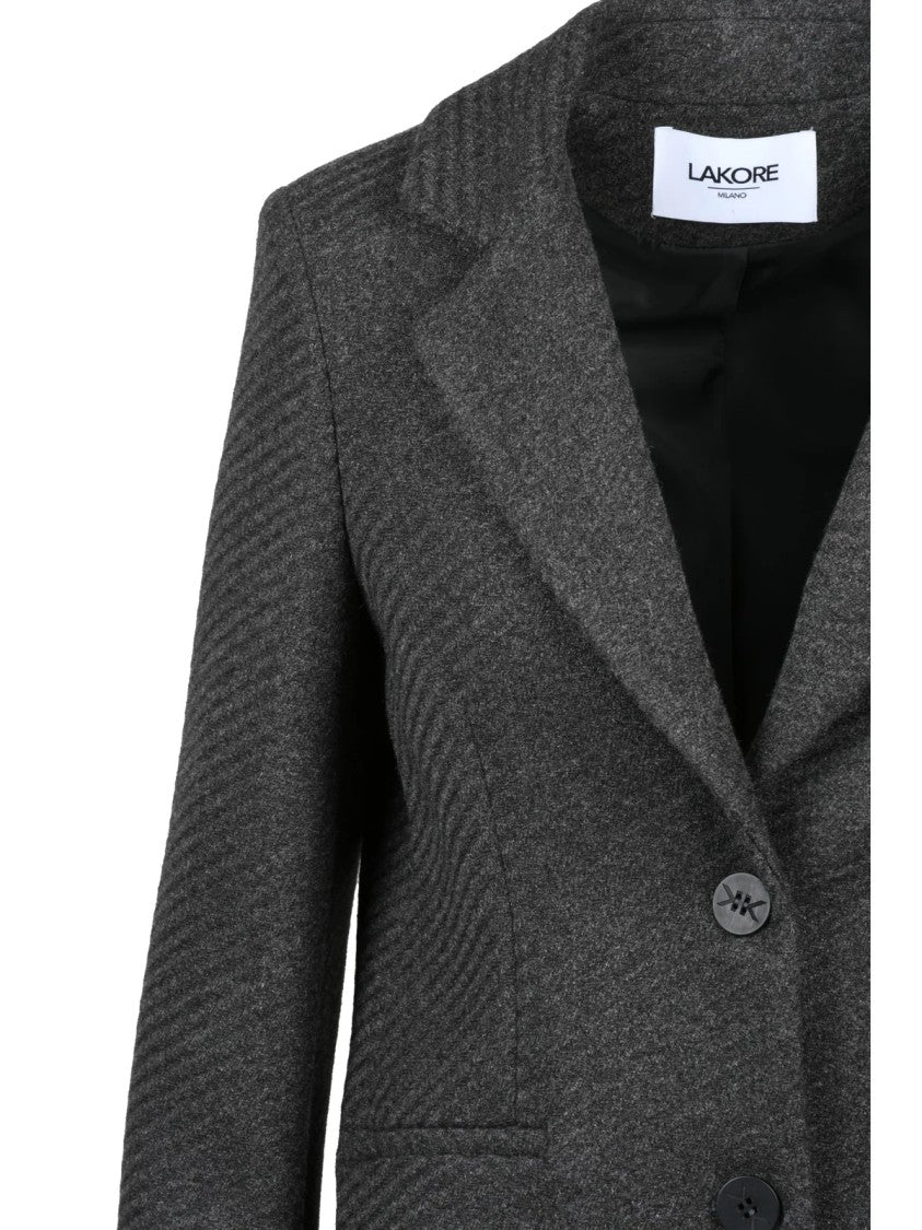 Lakore Dark Grey Fitted Wool-Blend Coat