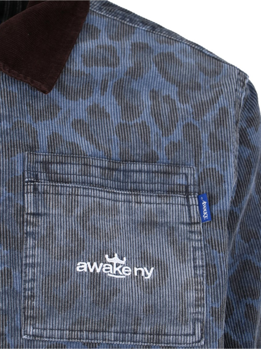 Awake Ny Leopard Print Work Jacket – Navy
