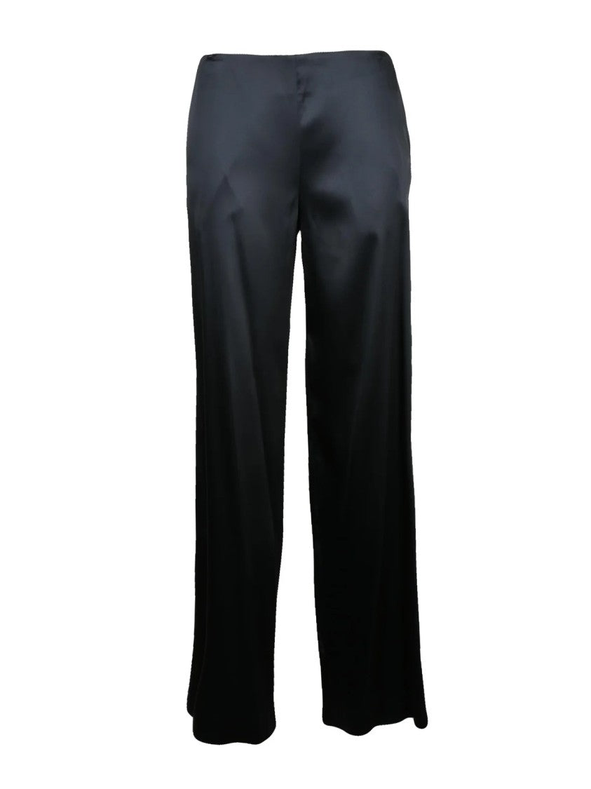 Balenciaga High Waist Satin Trousers With Zip Closure And Side Pockets